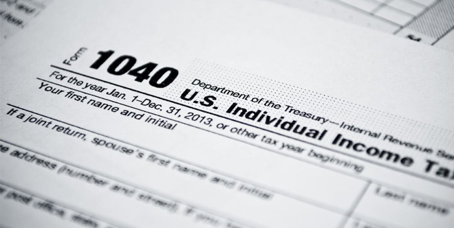 Close up of 1040 Tax Form