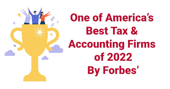 Trophy and the phrase "One of America's Best Tax & Accounting Firms of 2022 By Forbes"