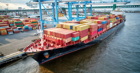 Cargo Ship Full Of Containers