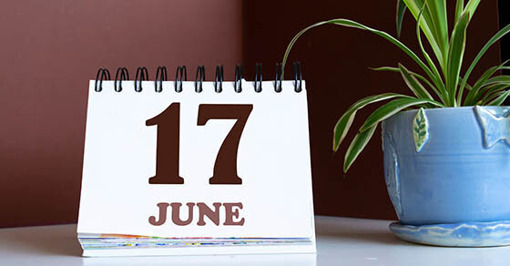 A desktop calendar showing the date June 17.