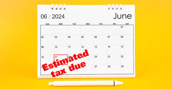 A calendar with June 17, 2024 highlighted and labeled "Estimated tax due"