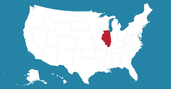 An image of the USA with Illinois highlighted in red.